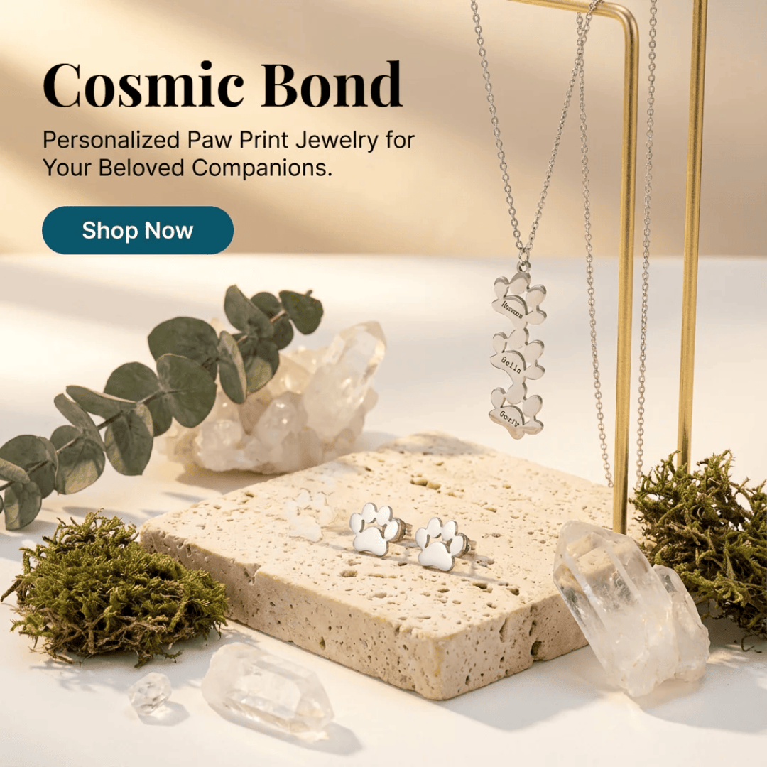 Custom Paw Print Necklace | Personalized Pet Jewelry | Crystals & Paws