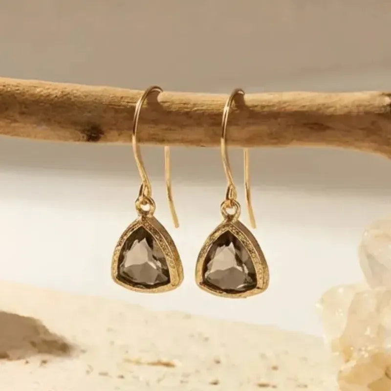 Dusk Athena Earrings | Smoky Grey Glass Drops | Gold or Silver
