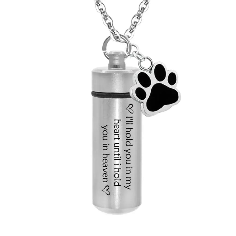 Pet Memorial Urn Necklace with Paw Print | Keepsake Jewelry for Ashes