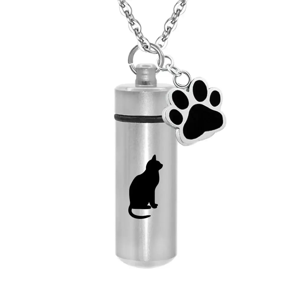 Pet Memorial Urn Necklace with Paw Print | Keepsake Jewelry for Ashes