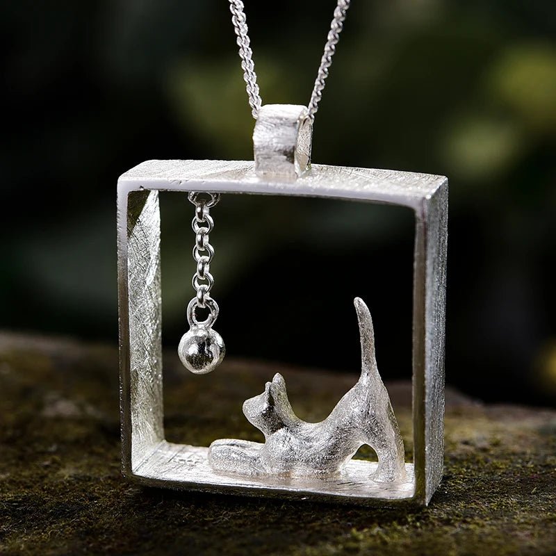 Sterling Silver Cat Crystal Pendant | Mystic Pets Rescue Collection