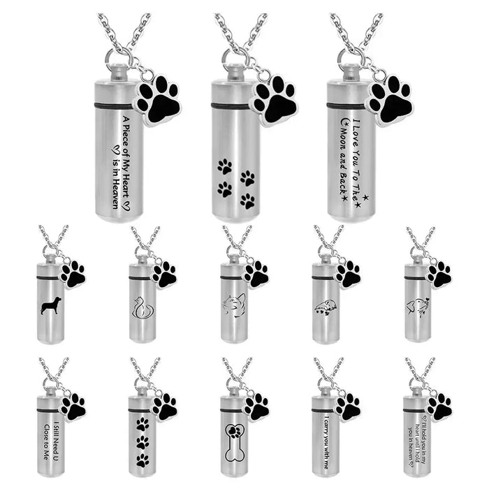 Pet Memorial Urn Necklace with Paw Print | Keepsake Jewelry for Ashes