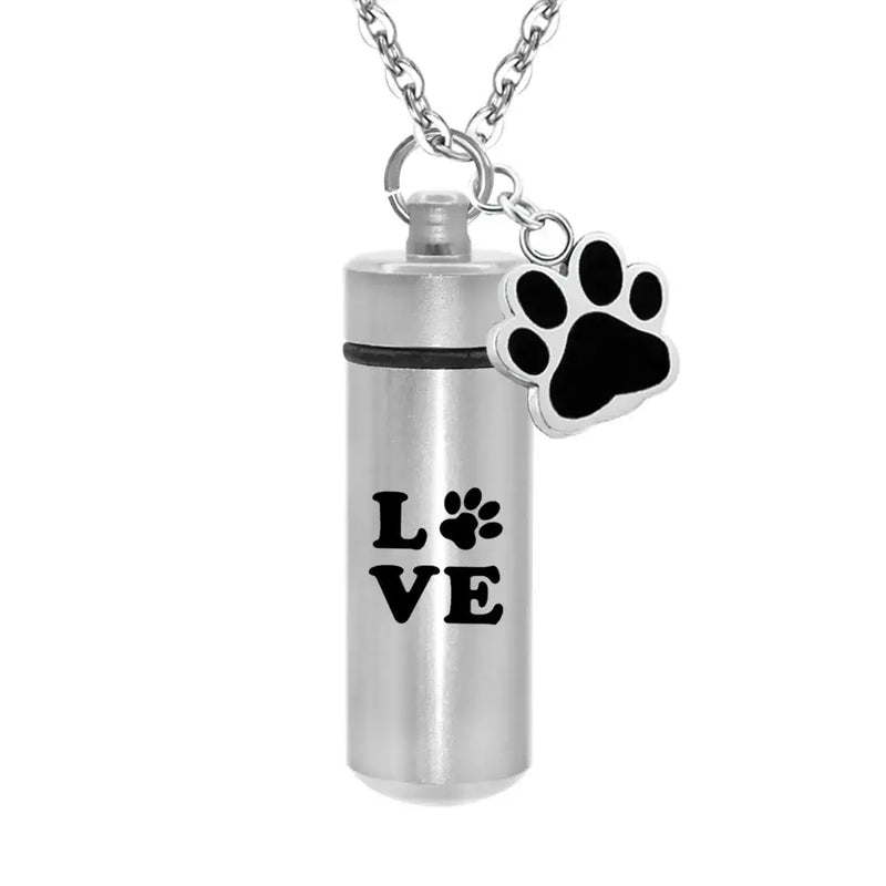 Pet Memorial Urn Necklace with Paw Print | Keepsake Jewelry for Ashes