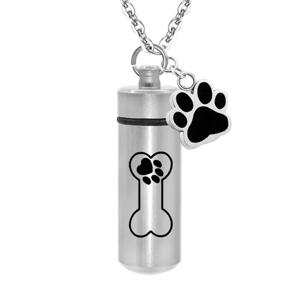 Pet Memorial Urn Necklace with Paw Print | Keepsake Jewelry for Ashes