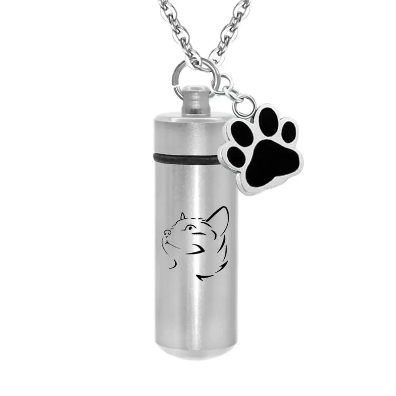 Pet Memorial Urn Necklace with Paw Print | Keepsake Jewelry for Ashes