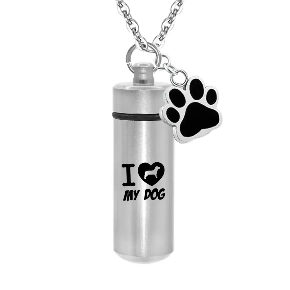 Pet Memorial Urn Necklace with Paw Print | Keepsake Jewelry for Ashes