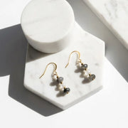 gold labradorite, moonstone and pyrite drop earrings — one-of-a-kind crystal jewelry for grounding