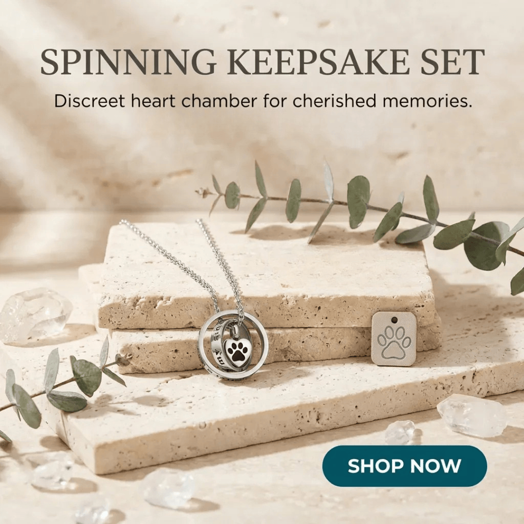 Memorial Heart Urn Necklace | Spinning Rings Keepsake Pendant | Stainless Steel