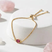 Pink tourmaline adjustable bracelet on a corded band, October birthstone jewelry