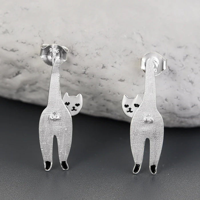 Cheeky Cat & Peek-a-Boo Dog Stud Earrings | Sterling Silver | Rescue Collection