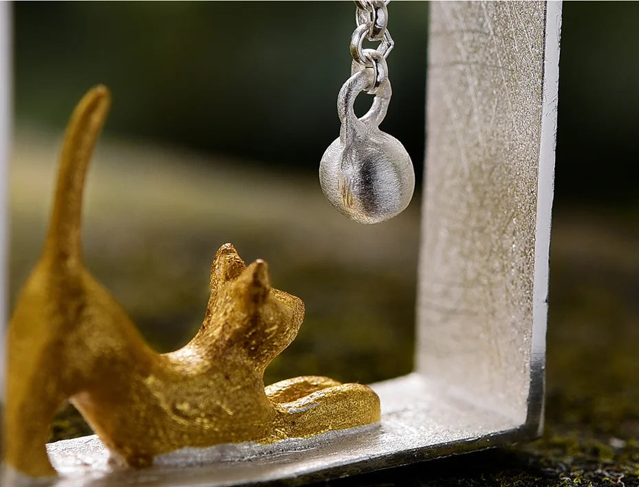 Sterling Silver Cat Crystal Pendant | Mystic Pets Rescue Collection