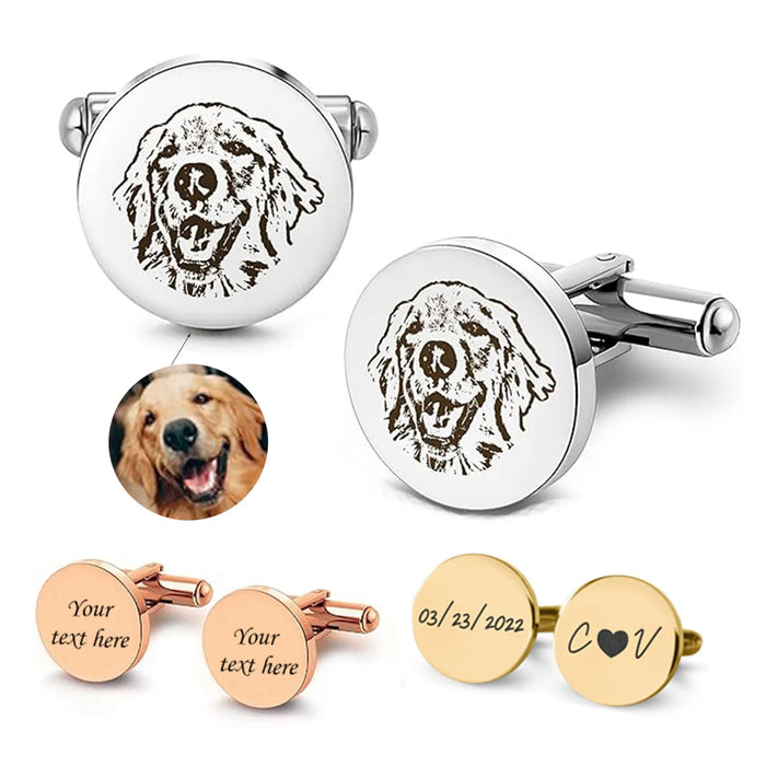 Custom Pet Photo Cuff Links Set | Dog Dad Accessories