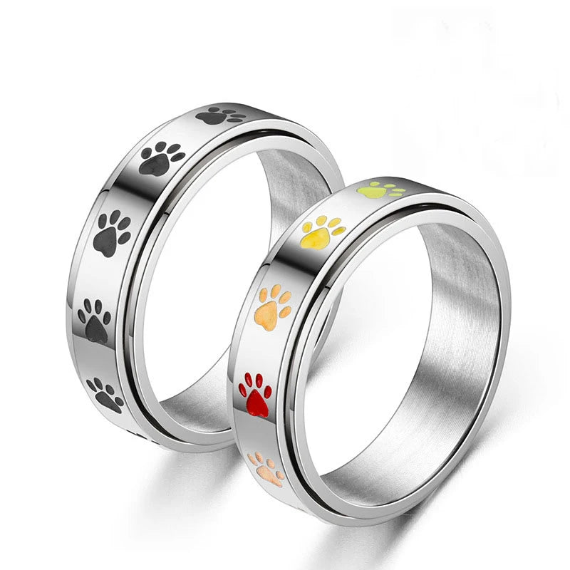 Spinning Paw Print Ring | Anxiety Relief Jewelry | Mystic Soul Calgary