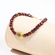 Genuine garnet bead bracelet, 4 to 5 mm faceted deep red beads — January birthstone jewelry for strength