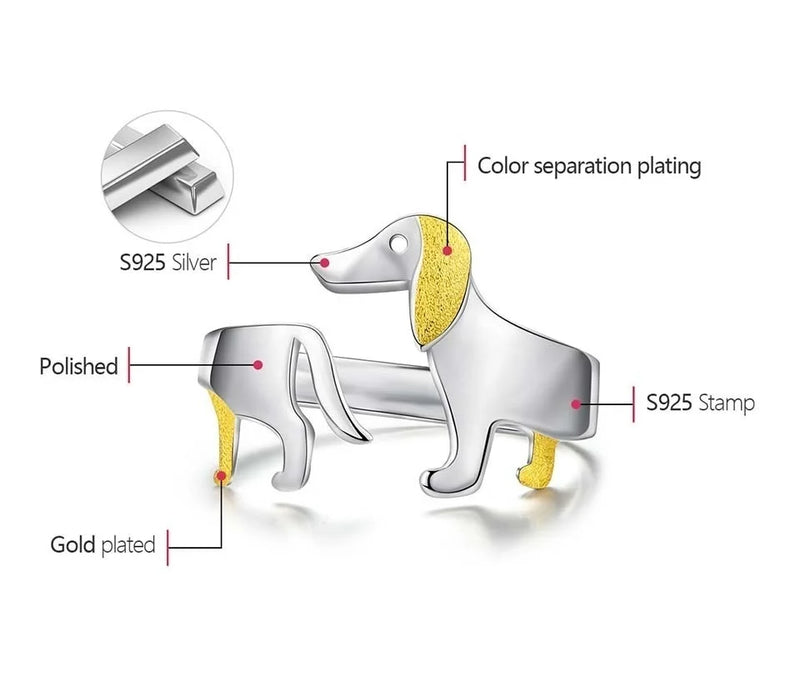 Sterling Silver Dog Ring | Adjustable Pet Jewelry | Rescue Support Collection