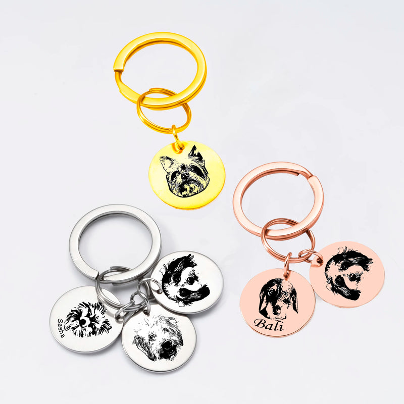 Custom Triple Pet Portrait Keychain | 3 Photos | Mystic Soul Jewelry