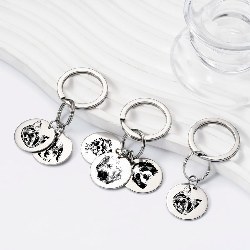 Custom Triple Pet Portrait Keychain | 3 Photos | Mystic Soul Jewelry