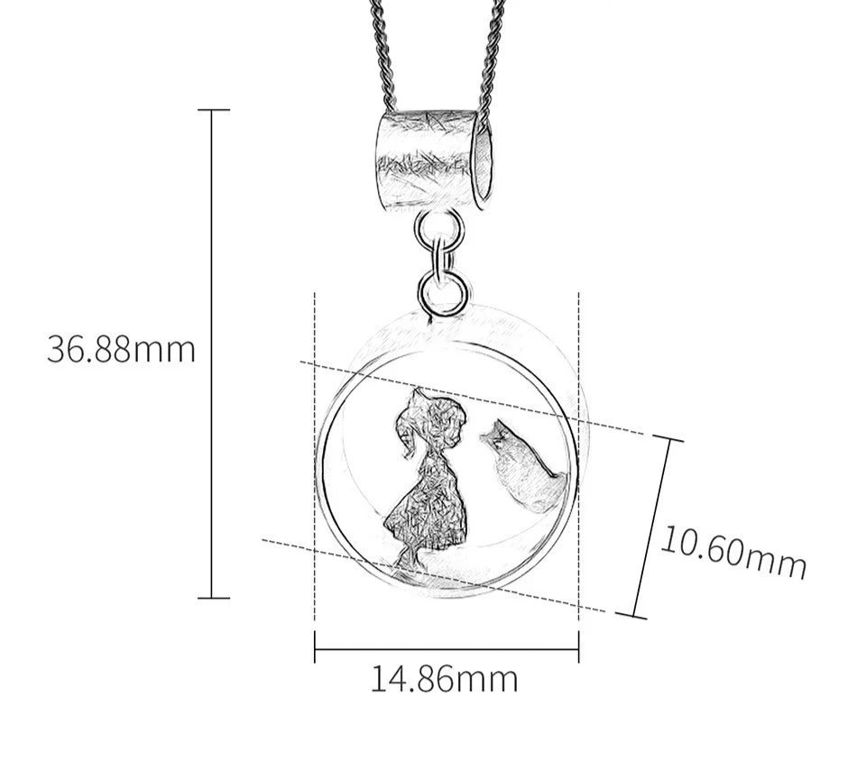 Sweet Dreams Sterling Silver Boy & Cat Necklace - 925 Silver Children's Pendant | Mystic Soul Jewelry