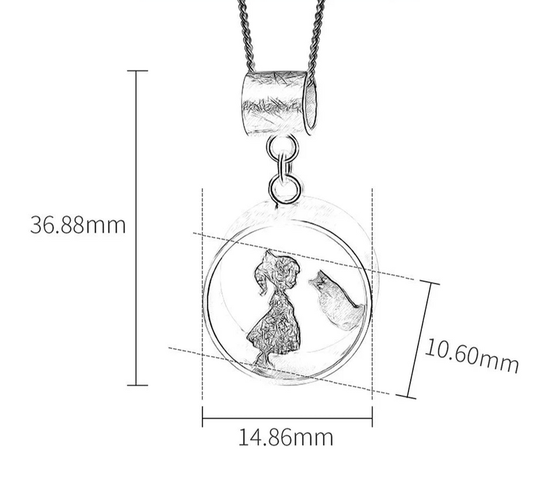 Sweet Dreams Sterling Silver Boy & Cat Necklace - 925 Silver Children's Pendant | Mystic Soul Jewelry