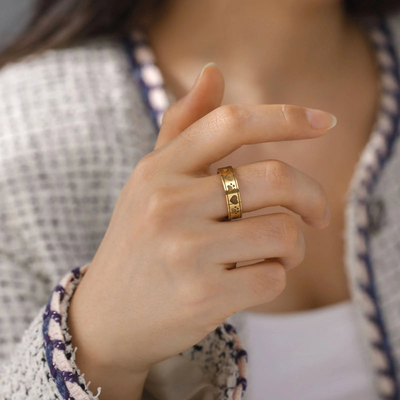 Hearts & Paws Ring | Dainty Pet Love Band | Mystic Soul Jewelry