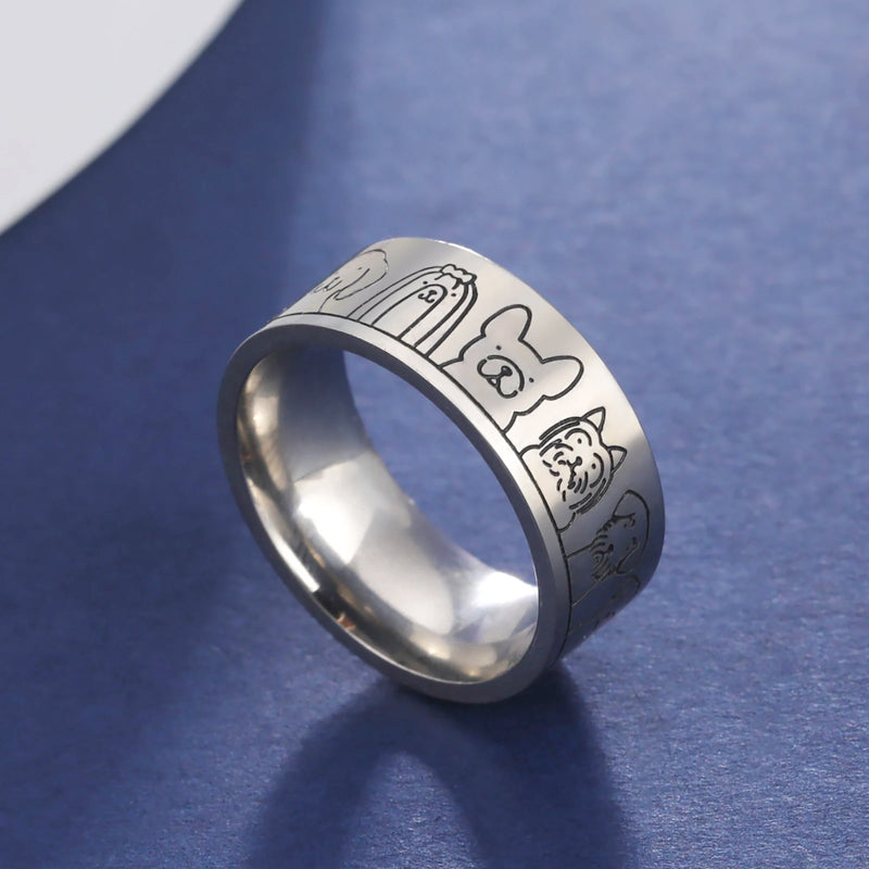 Quirky Dog Ring | Stainless Steel Band | Mystic Soul Jewelry