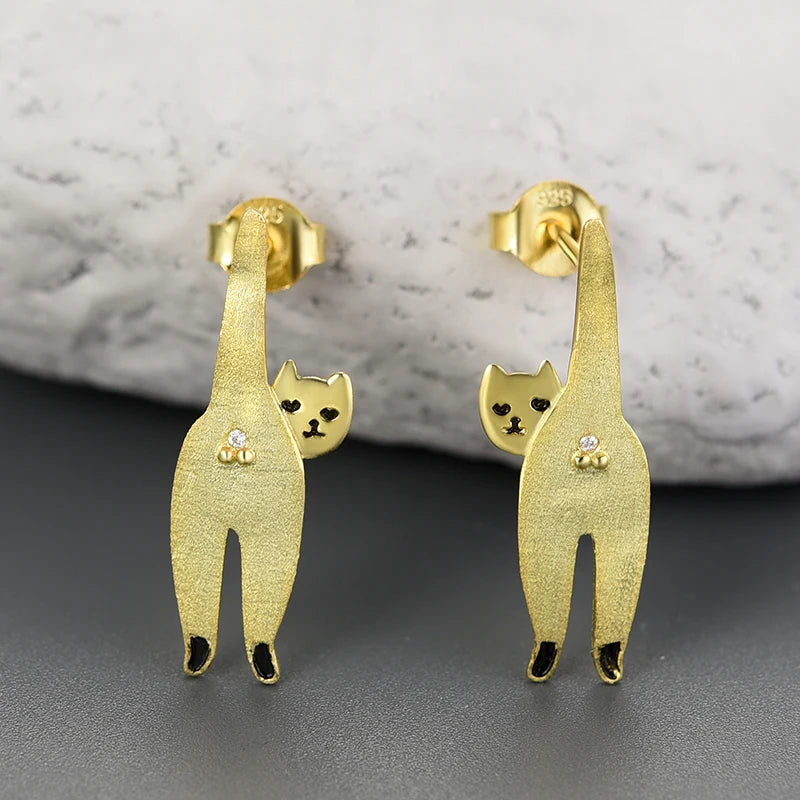 Cheeky Cat & Peek-a-Boo Dog Stud Earrings | Sterling Silver | Rescue Collection