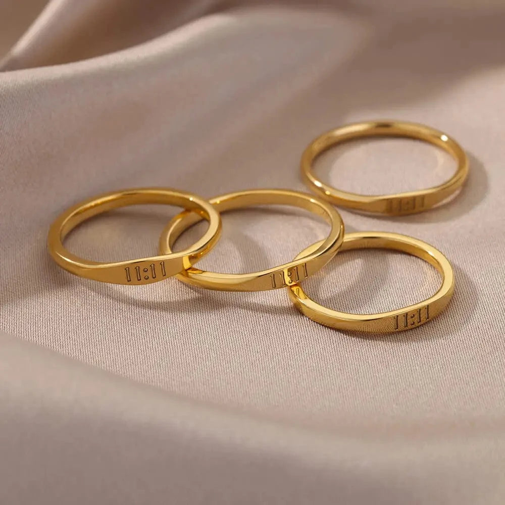 11:11 Angel Number Ring | Waterproof 18K Gold-Plated Stainless Steel (2 mm Band)