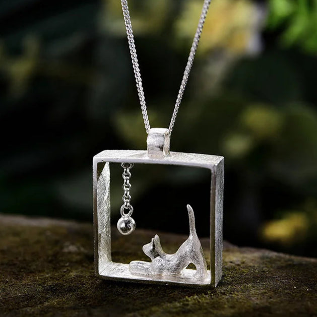 Sterling Silver Cat Crystal Pendant | Mystic Pets Rescue Collection