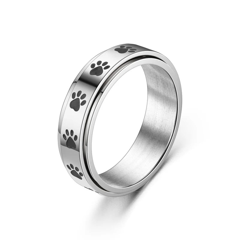 Spinning Paw Print Ring | Anxiety Relief Jewelry | Mystic Soul Calgary