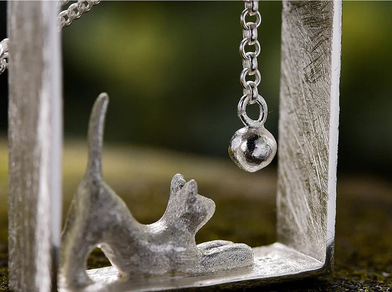 Sterling Silver Cat Crystal Pendant | Mystic Pets Rescue Collection