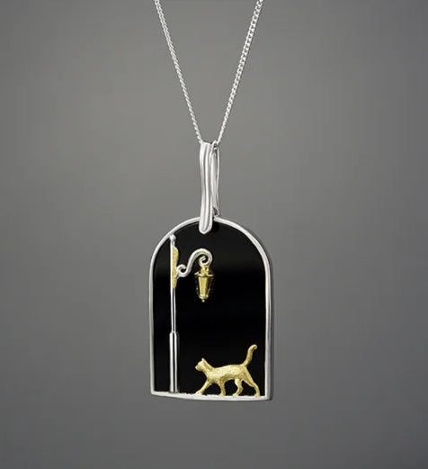 Sterling Silver Cat Crystal Pendant Resin Backing | Mystic Pets Rescue Collection