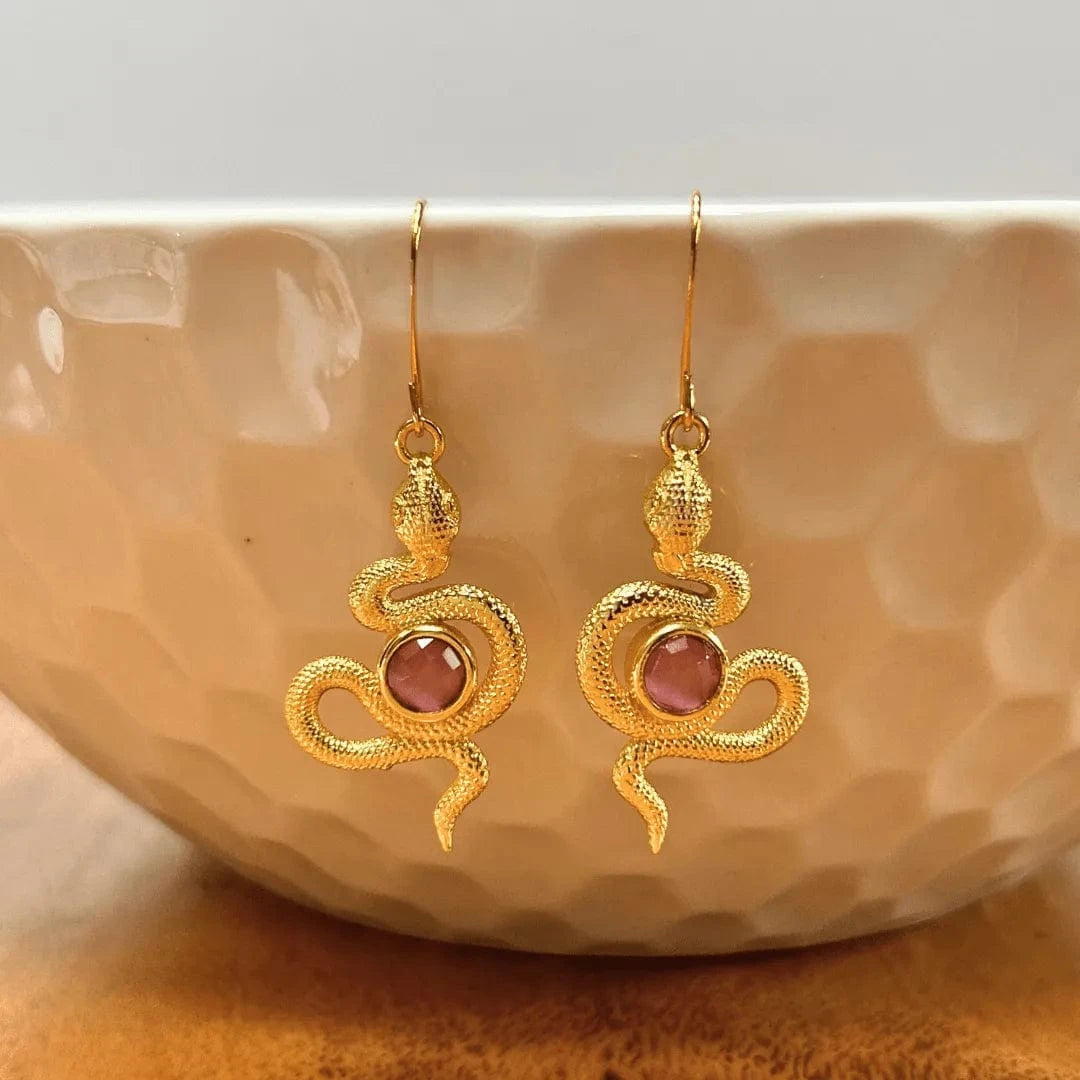 Snake_earrings_with_pink_cats_eye