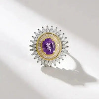 Amethyst Sunflower Ring | 925 Sterling Silver - Mystic Soul Jewelry