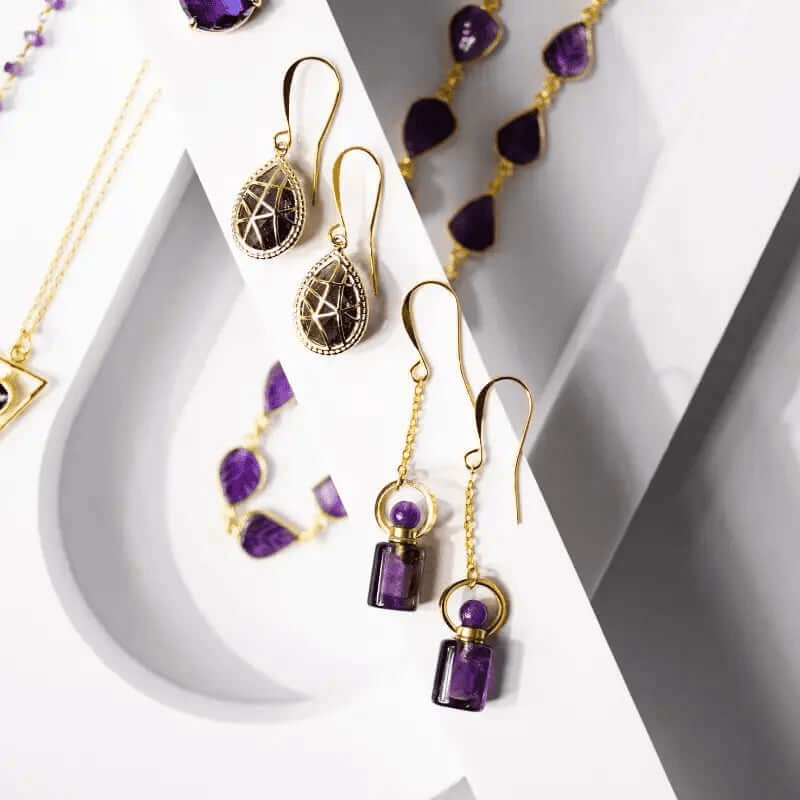 Amethyst Tiny Vial Earrings - Mystic Soul Jewelry