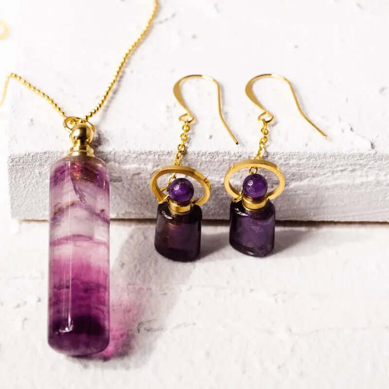 Amethyst Tiny Vial Earrings - Mystic Soul Jewelry