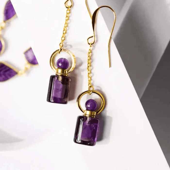 Amethyst Tiny Vial Earrings - Mystic Soul Jewelry