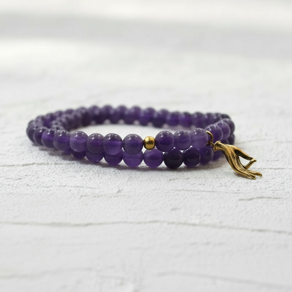 As seen in YogiApproved | Amethyst Yoga Jewelry | Peace and Balance Mudra Bracelet - Mystic Soul Jewelry