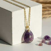 Amethyst Pear Pendant Necklace