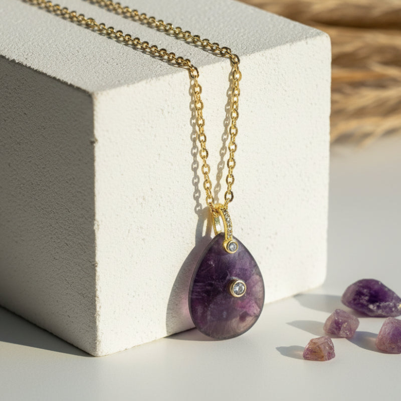Amethyst Pear Pendant Necklace
