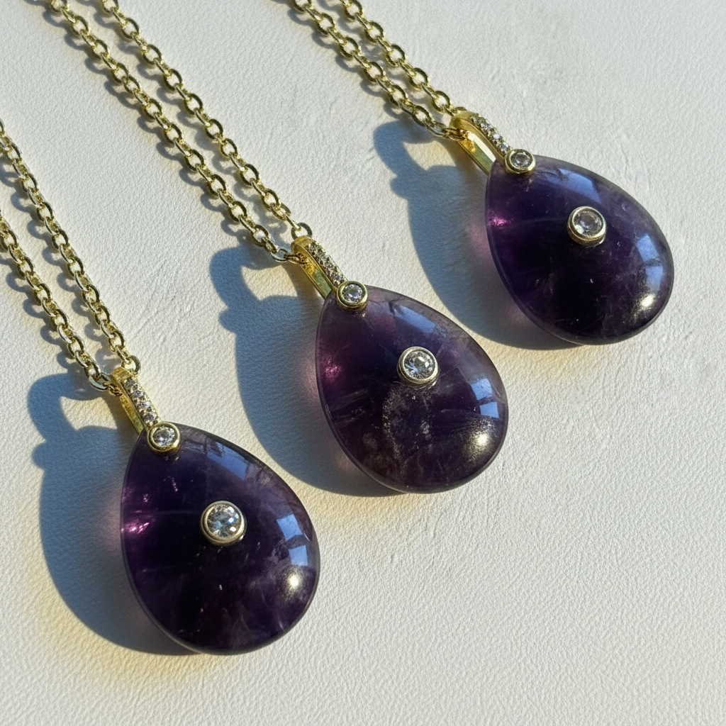 Amethyst Pear Pendant Necklace