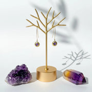 Amethyst Halo drop earrings on long ear wires