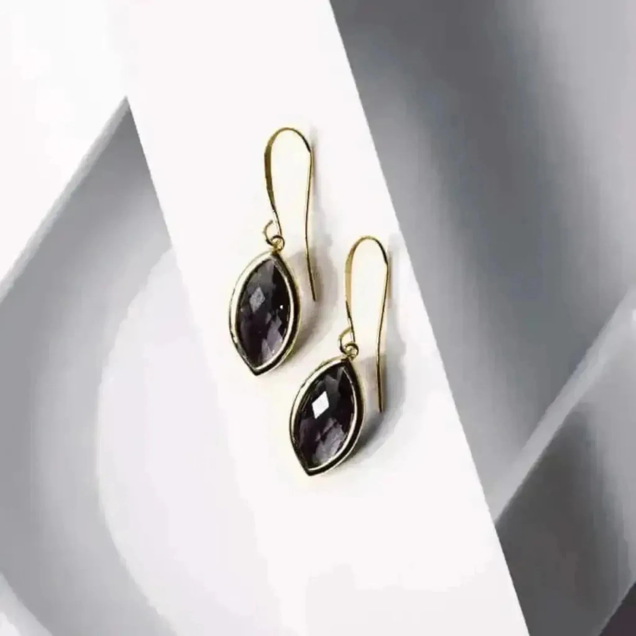 amethyst marquis gold earrings