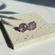 Amethyst Water Drop Stud Earrings | Third Eye & Crown Chakra