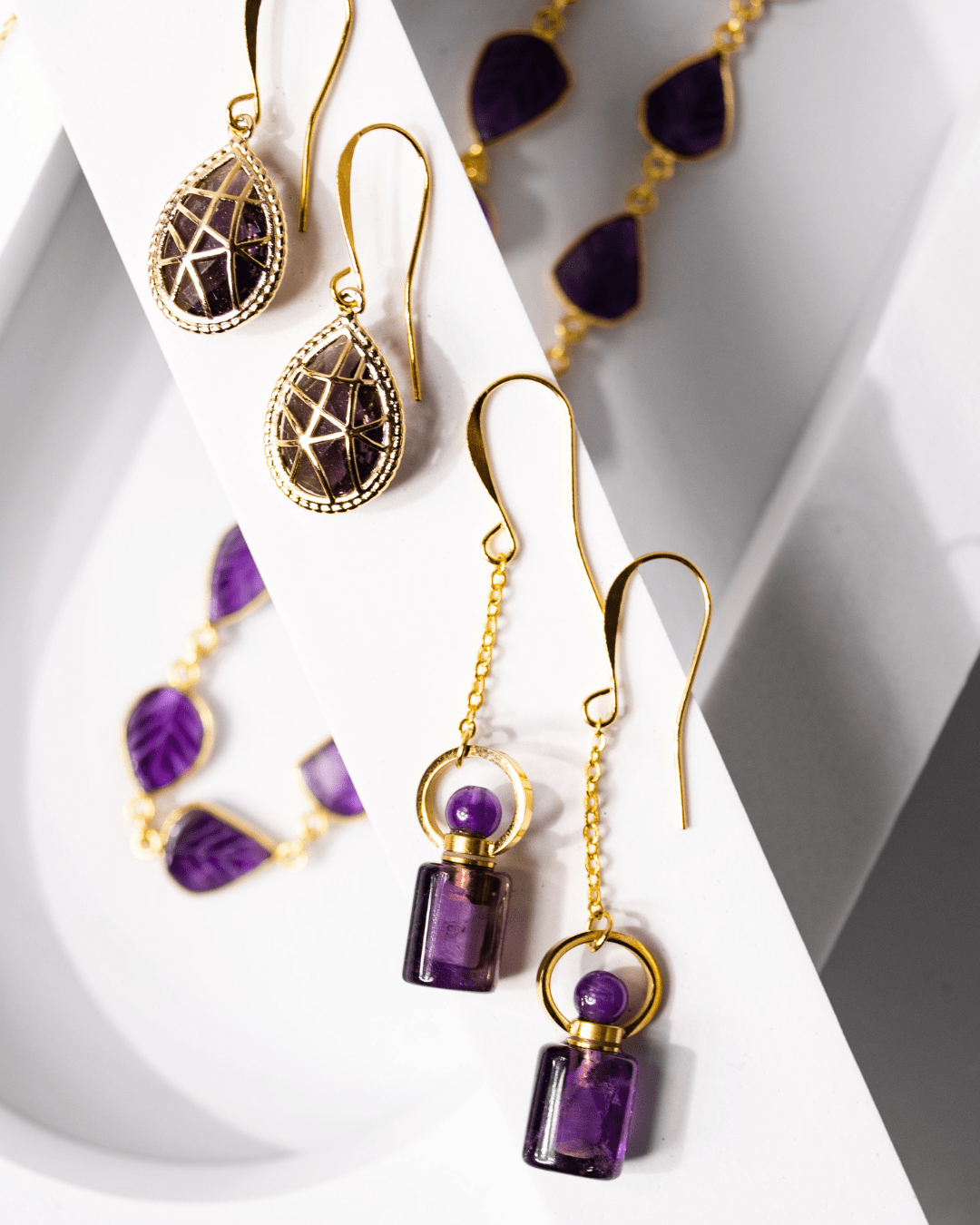 Amethyst Tiny Vial Earrings