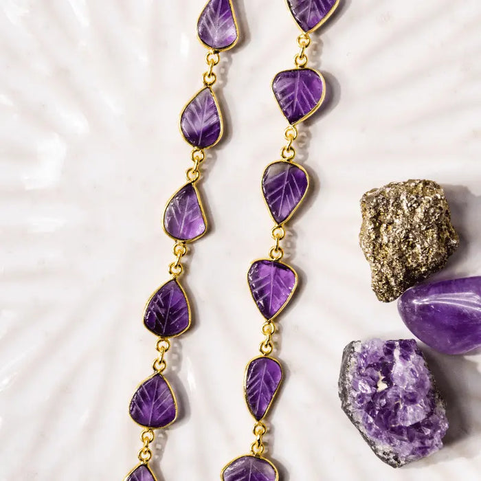 Carved Amethyst Chain Necklace