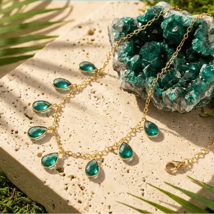 apatite gemstone chain necklace gold