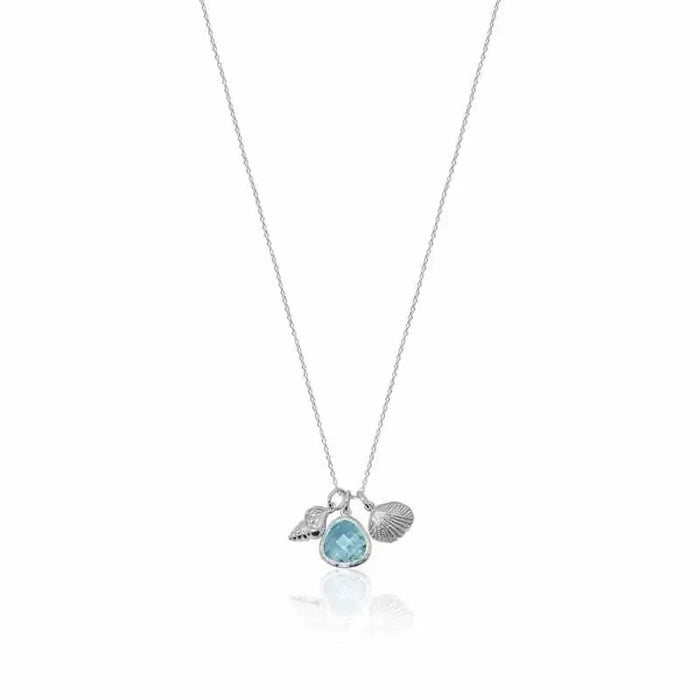 Aqua Mini Drop Crystal Shell Ocean Inspired Necklace - Mystic Soul Jewelry