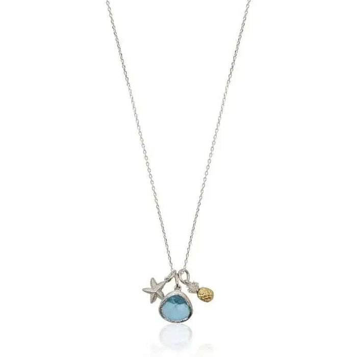 Aqua Mini Drop Pineapple Charm Necklace - Mystic Soul Jewelry