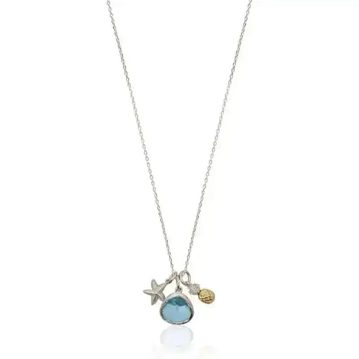 Aqua Mini Drop Pineapple Charm Necklace - Mystic Soul Jewelry