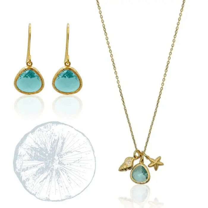 Aqua Mini Ocean Necklace and Earring Jewelry Set - Mystic Soul Jewelry